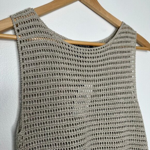 Linda Allard Ellen Tracy Open Knit Top Womens Sz S Crochet Tan Sleeveless Khaki - Picture 3 of 11